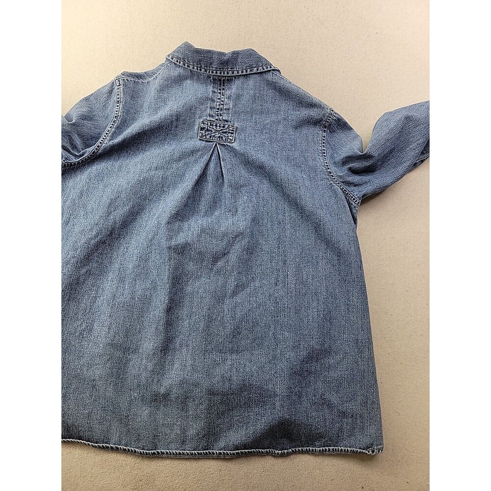 J. Jill Women's XS Blue Jean Denim Casual Collared Button-Up Blouse Western LS - Picture 10 of 10